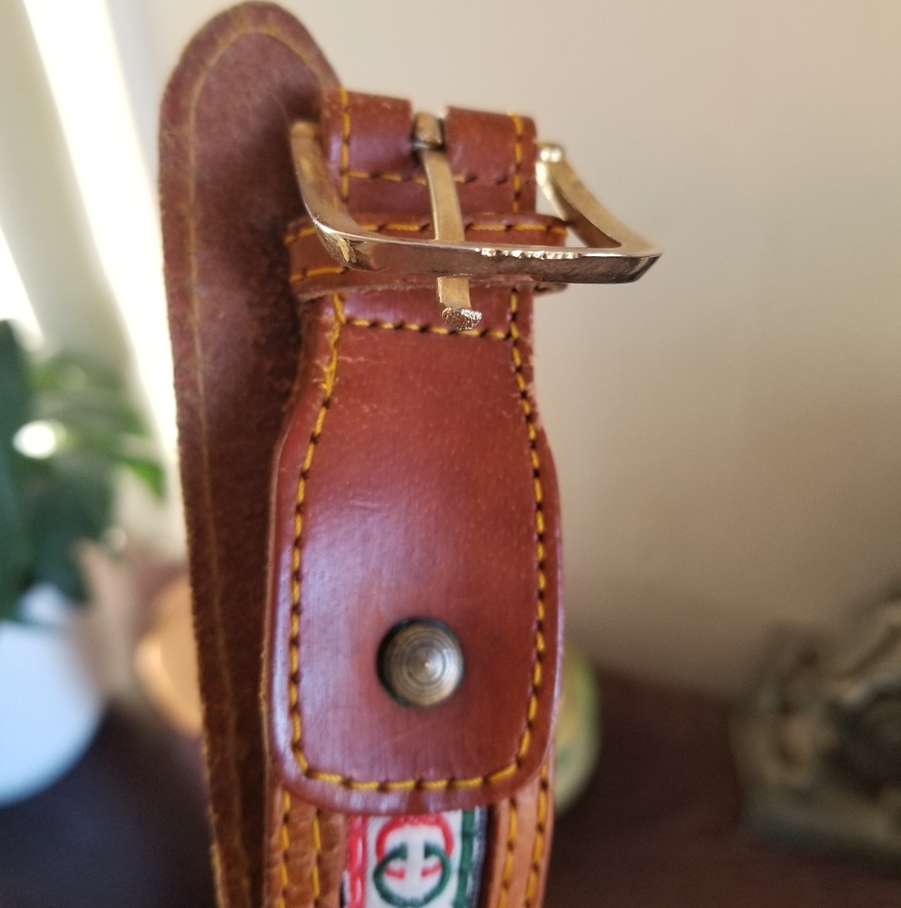 Vintage Rare Gucci Accessory Collection leather canvas belt small - Picture 2 of 8